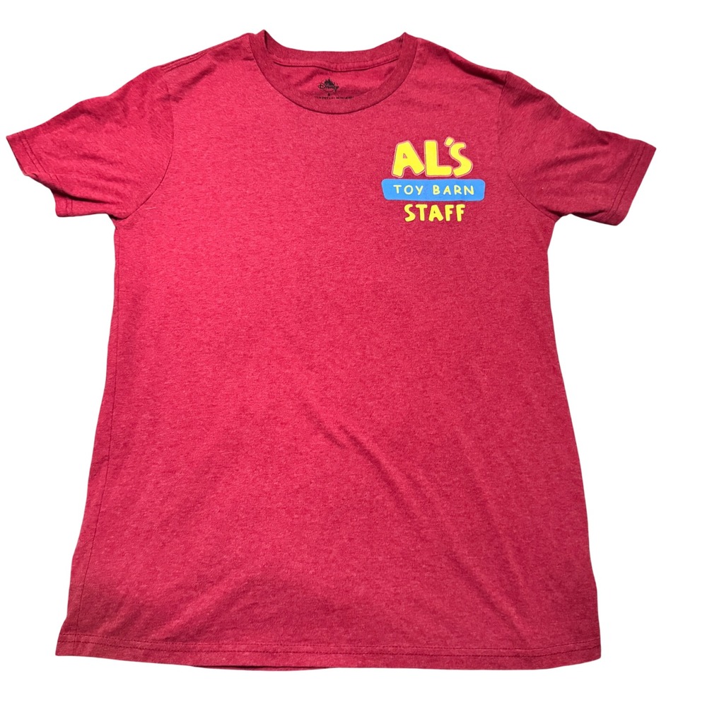 Disney Pixar Toy Story Al's Toy Barn Staff Red Graphic T-Shirt Small